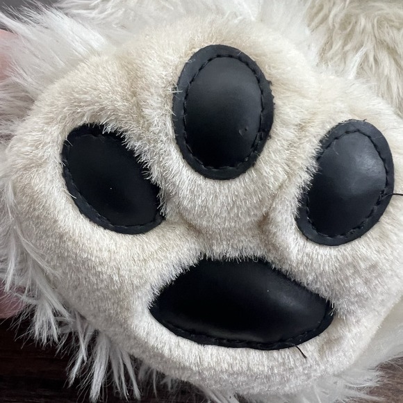 Vintage 1997 Build a Bear Polar Bear Long Fur Faux Leather Nose Pads 20" Plush - Picture 3 of 11
